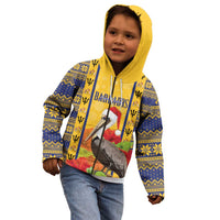 Personalized Barbados Christmas Kid Hoodie Bajan Xmas Brown Pelican Santa - Wonder Print Shop