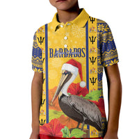 Personalized Barbados Christmas Kid Polo Shirt Bajan Xmas Brown Pelican Santa - Wonder Print Shop