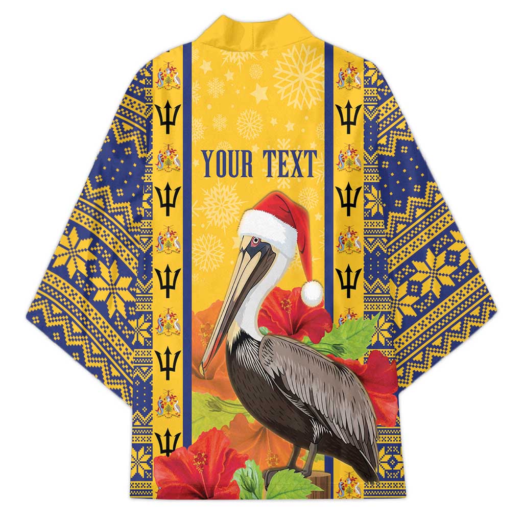 Personalized Barbados Christmas Kimono Bajan Xmas Brown Pelican Santa - Wonder Print Shop