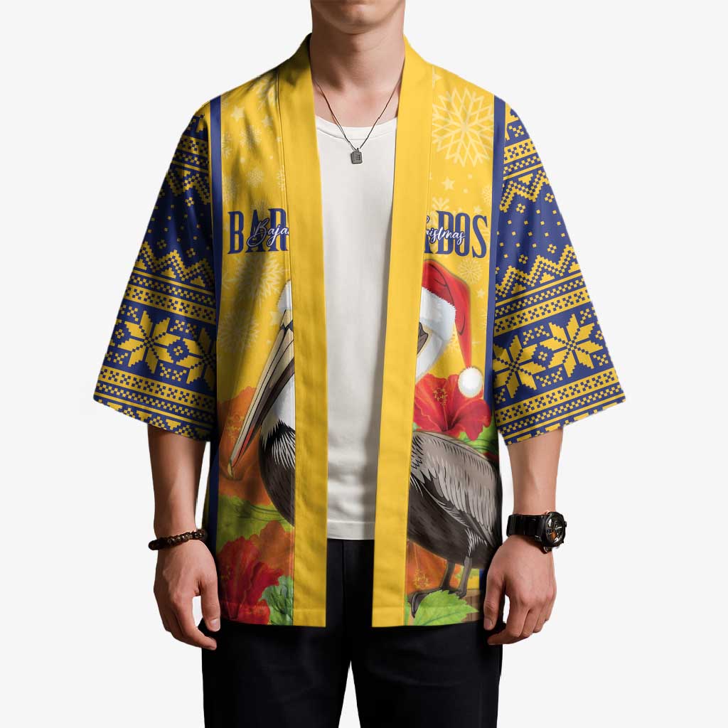 Personalized Barbados Christmas Kimono Bajan Xmas Brown Pelican Santa - Wonder Print Shop