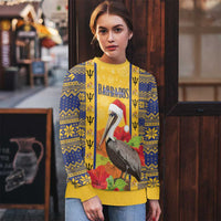 Personalized Barbados Christmas Ugly Christmas Sweater Bajan Xmas Brown Pelican Santa - Wonder Print Shop