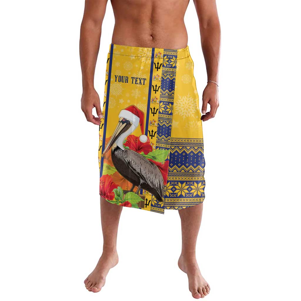 Personalized Barbados Christmas Lavalava Bajan Xmas Brown Pelican Santa - Wonder Print Shop