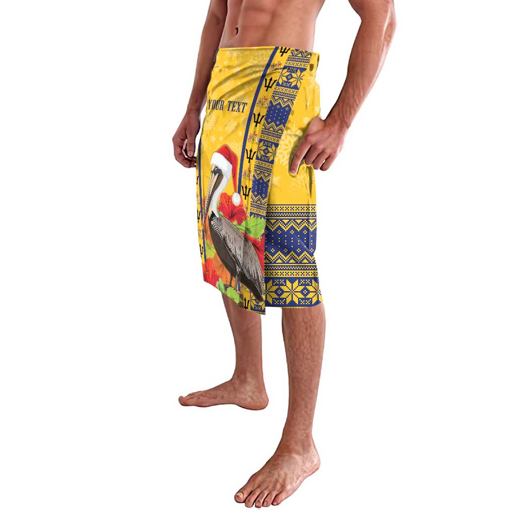 Personalized Barbados Christmas Lavalava Bajan Xmas Brown Pelican Santa - Wonder Print Shop