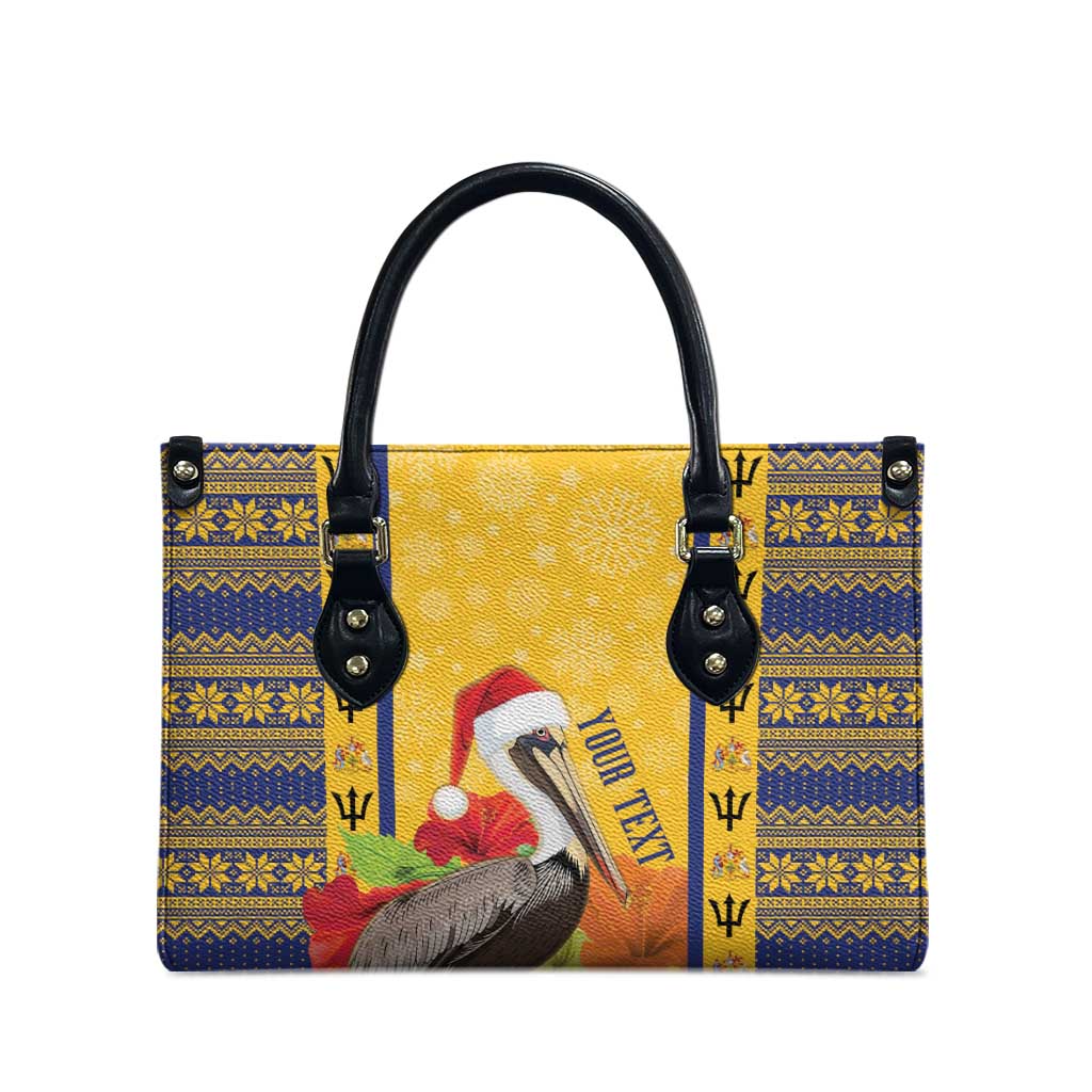 Personalized Barbados Christmas Leather Bag Bajan Xmas Brown Pelican Santa - Wonder Print Shop