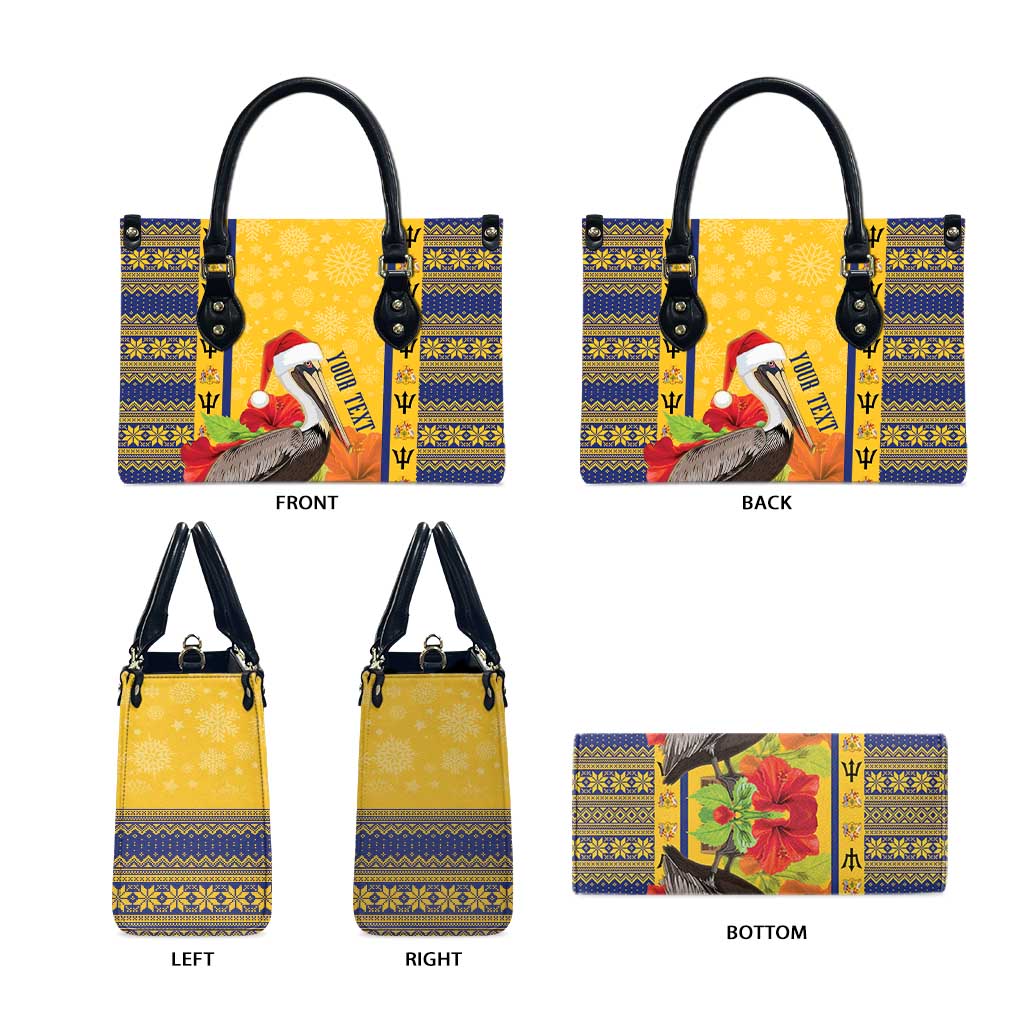 Personalized Barbados Christmas Leather Bag Bajan Xmas Brown Pelican Santa - Wonder Print Shop