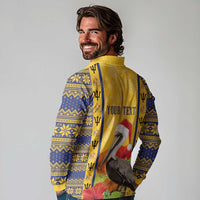 Personalized Barbados Christmas Long Sleeve Polo Shirt Bajan Xmas Brown Pelican Santa - Wonder Print Shop