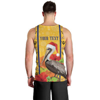 Personalized Barbados Christmas Men Tank Top Bajan Xmas Brown Pelican Santa - Wonder Print Shop