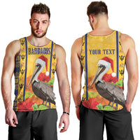 Personalized Barbados Christmas Men Tank Top Bajan Xmas Brown Pelican Santa - Wonder Print Shop