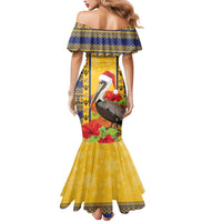 Personalized Barbados Christmas Mermaid Dress Bajan Xmas Brown Pelican Santa - Wonder Print Shop
