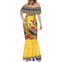 Personalized Barbados Christmas Mermaid Dress Bajan Xmas Brown Pelican Santa - Wonder Print Shop
