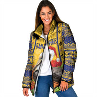 Personalized Barbados Christmas Padded Jacket Bajan Xmas Brown Pelican Santa - Wonder Print Shop