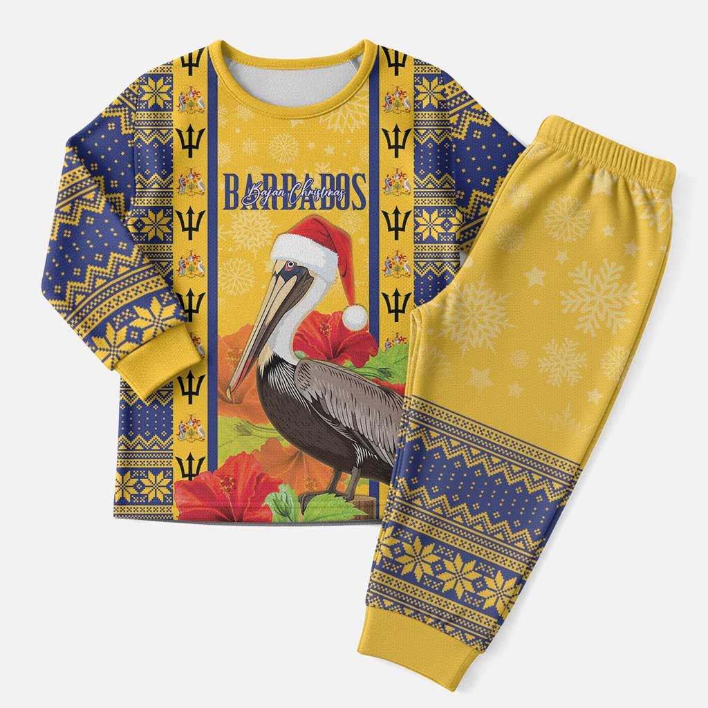 Personalized Barbados Christmas Pajama Set Bajan Xmas Brown Pelican Santa - Wonder Print Shop