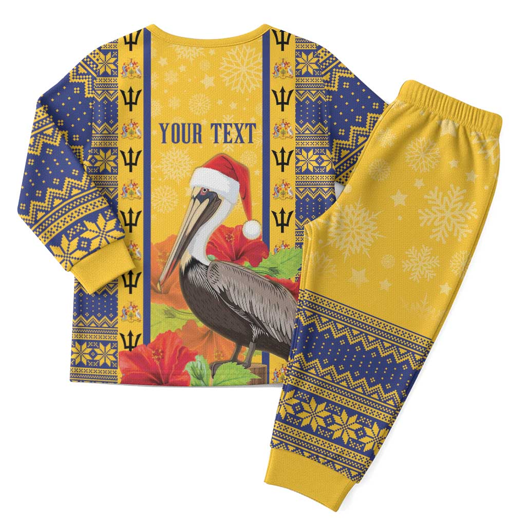 Personalized Barbados Christmas Pajama Set Bajan Xmas Brown Pelican Santa - Wonder Print Shop