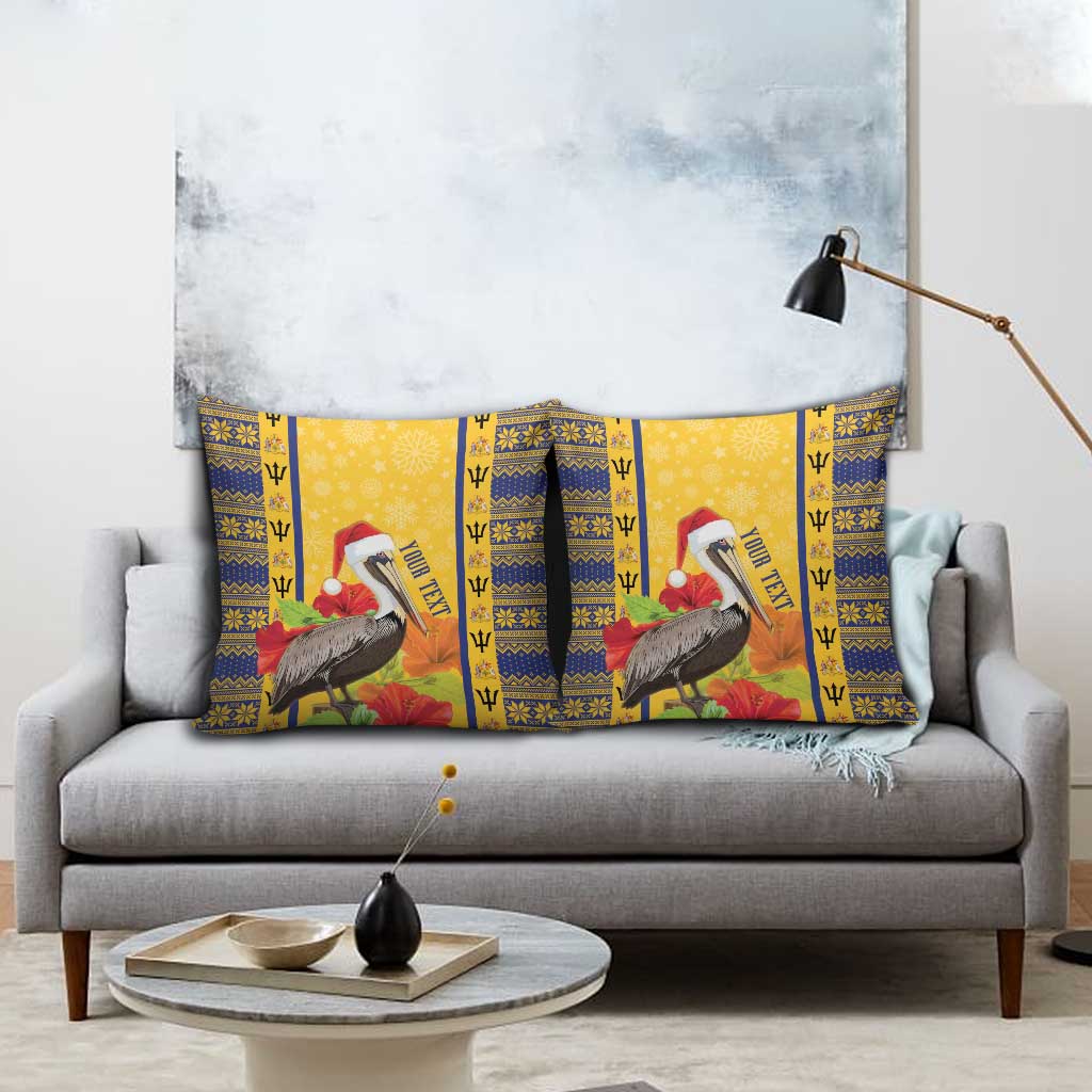 Personalized Barbados Christmas Pillow Cover Bajan Xmas Brown Pelican Santa - Wonder Print Shop