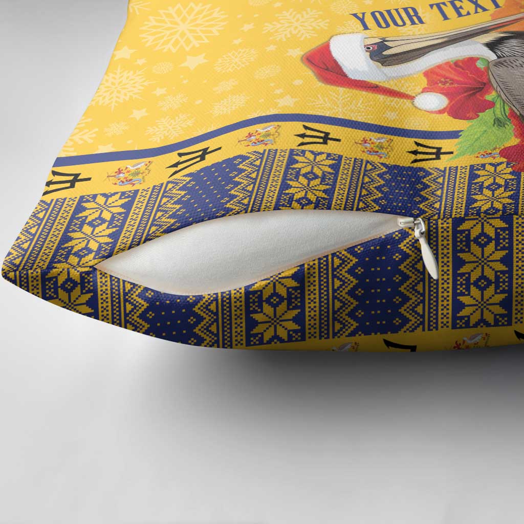Personalized Barbados Christmas Pillow Cover Bajan Xmas Brown Pelican Santa - Wonder Print Shop