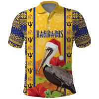 Personalized Barbados Christmas Polo Shirt Bajan Xmas Brown Pelican Santa - Wonder Print Shop