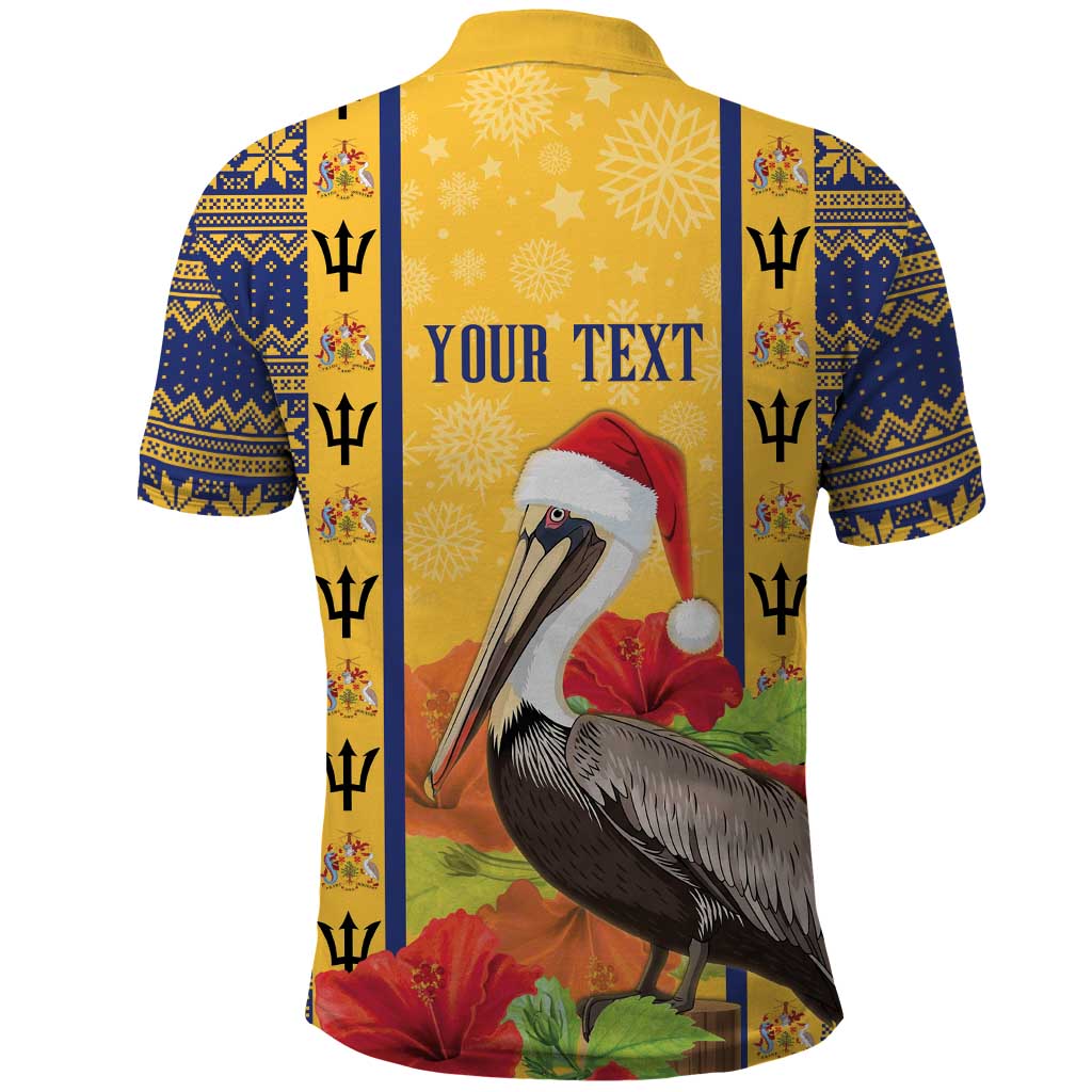 Personalized Barbados Christmas Polo Shirt Bajan Xmas Brown Pelican Santa - Wonder Print Shop