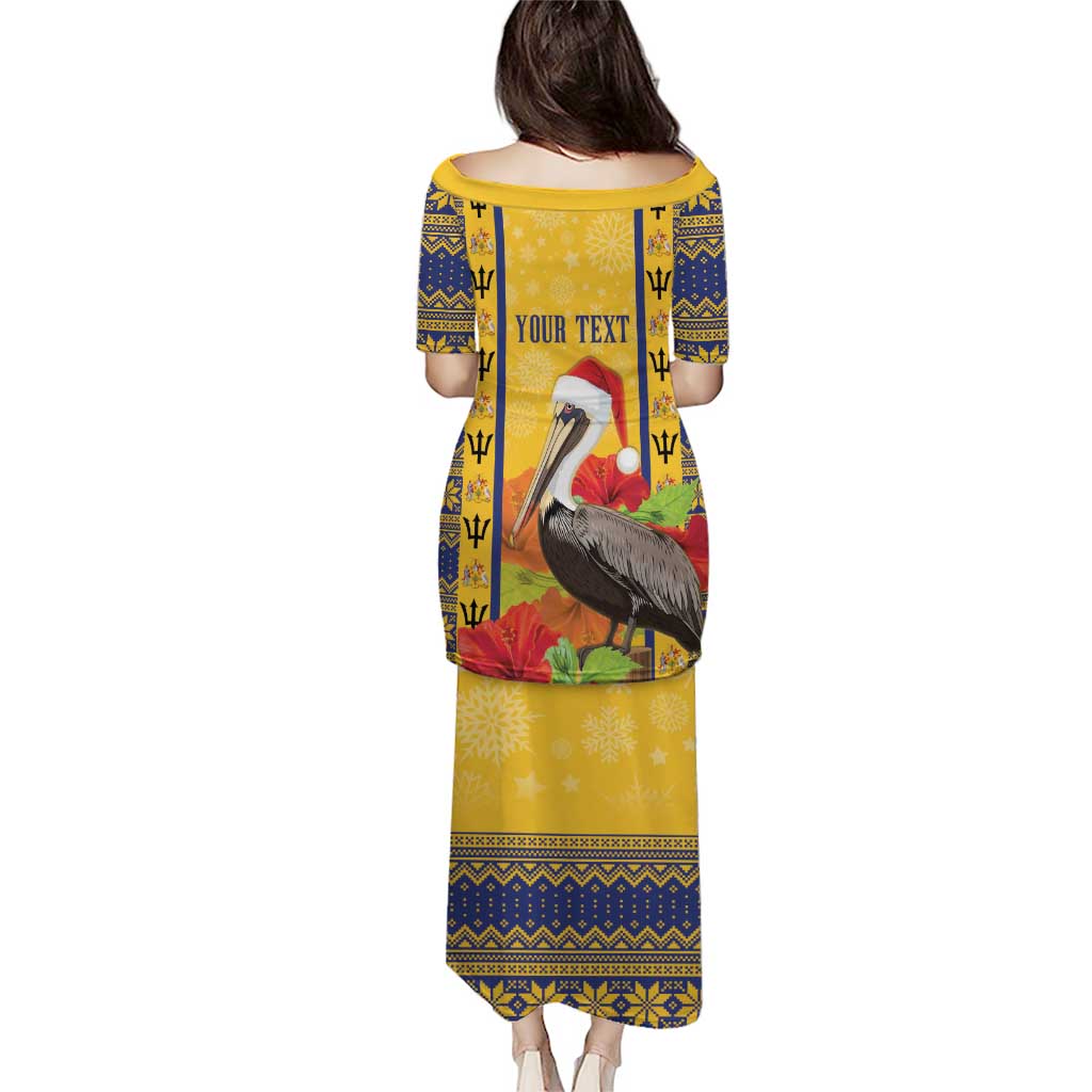 Personalized Barbados Christmas Puletasi Bajan Xmas Brown Pelican Santa - Wonder Print Shop