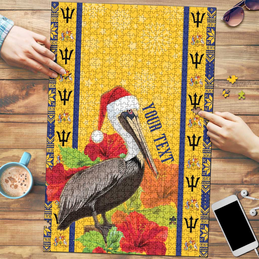 Personalized Barbados Christmas Puzzle Bajan Xmas Brown Pelican Santa - Wonder Print Shop