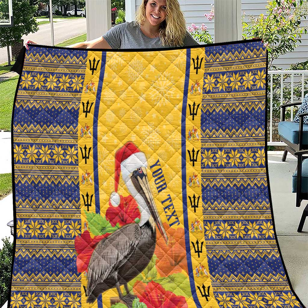 Personalized Barbados Christmas Quilt Bajan Xmas Brown Pelican Santa - Wonder Print Shop