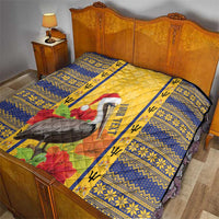 Personalized Barbados Christmas Quilt Bajan Xmas Brown Pelican Santa - Wonder Print Shop