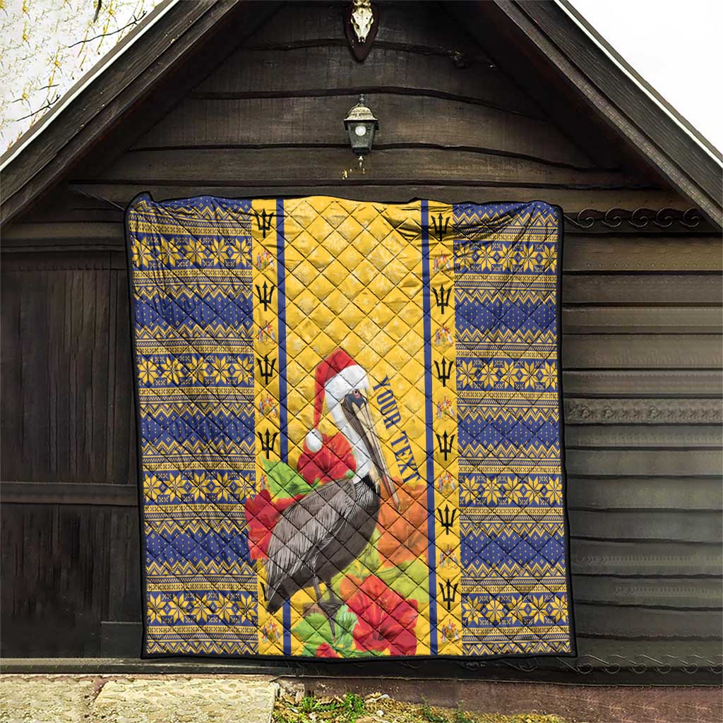Personalized Barbados Christmas Quilt Bajan Xmas Brown Pelican Santa - Wonder Print Shop