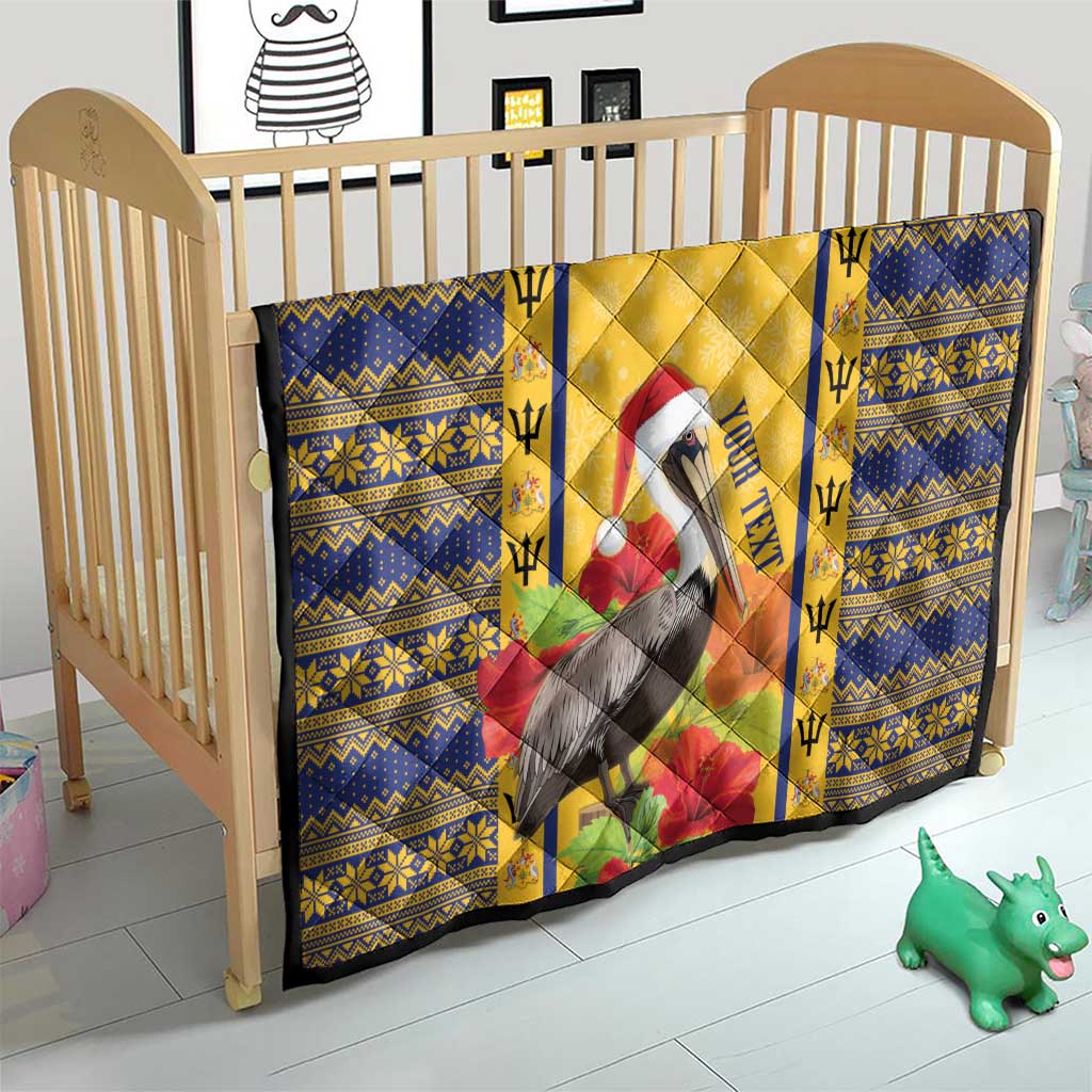 Personalized Barbados Christmas Quilt Bajan Xmas Brown Pelican Santa - Wonder Print Shop