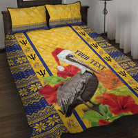 Personalized Barbados Christmas Quilt Bed Set Bajan Xmas Brown Pelican Santa - Wonder Print Shop