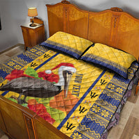 Personalized Barbados Christmas Quilt Bed Set Bajan Xmas Brown Pelican Santa - Wonder Print Shop