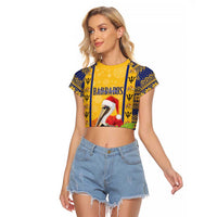 Personalized Barbados Christmas Raglan Cropped T Shirt Bajan Xmas Brown Pelican Santa - Wonder Print Shop