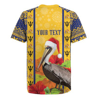 Personalized Barbados Christmas Rugby Jersey Bajan Xmas Brown Pelican Santa - Wonder Print Shop