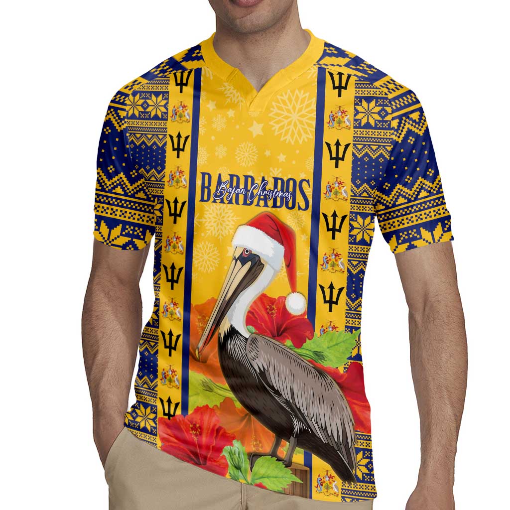 Personalized Barbados Christmas Rugby Jersey Bajan Xmas Brown Pelican Santa - Wonder Print Shop