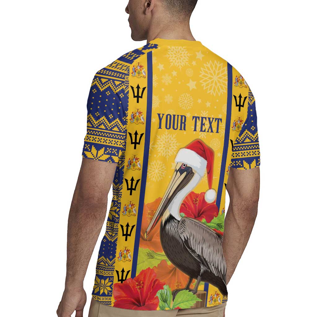 Personalized Barbados Christmas Rugby Jersey Bajan Xmas Brown Pelican Santa - Wonder Print Shop
