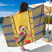 Personalized Barbados Christmas Sarong Bajan Xmas Brown Pelican Santa - Wonder Print Shop