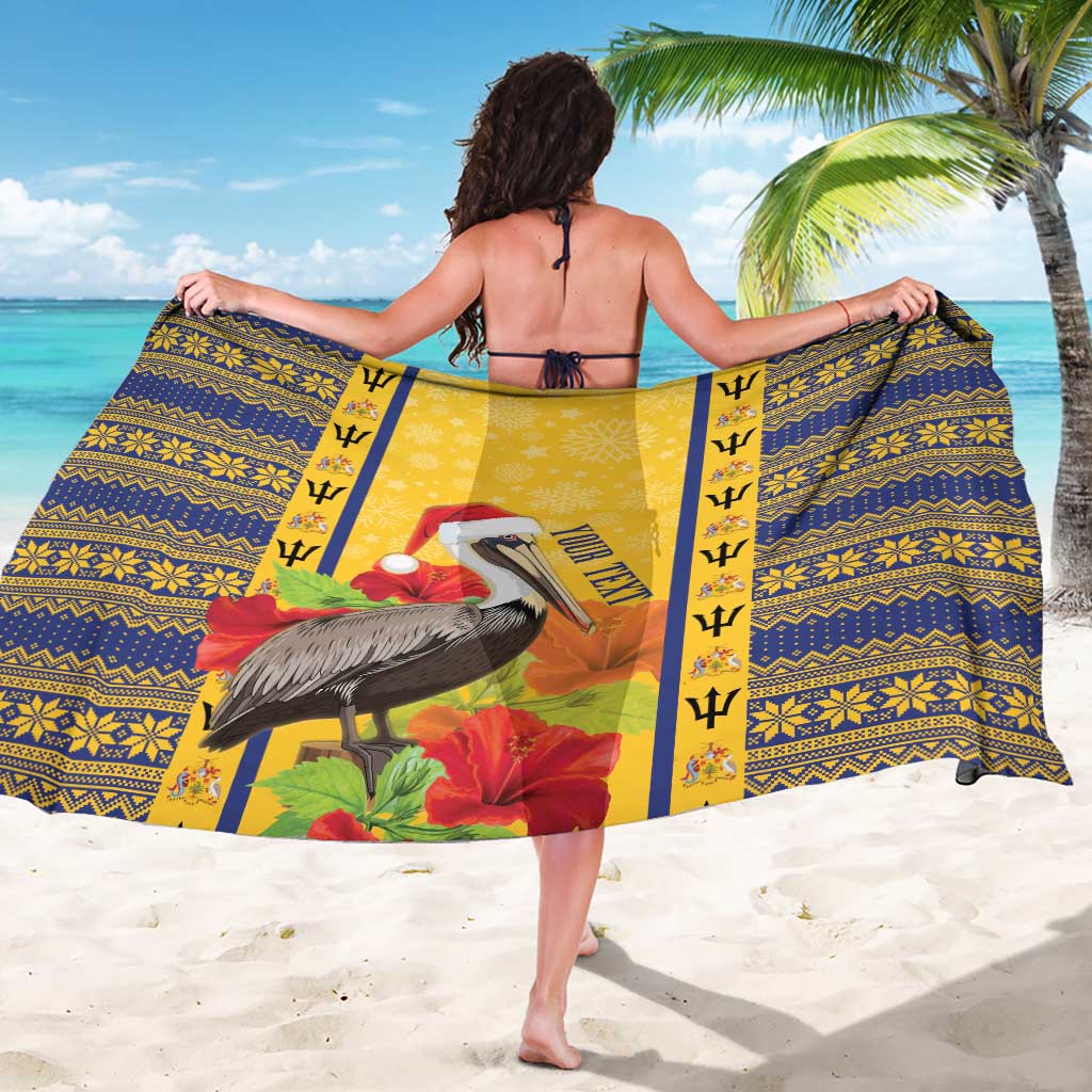 Personalized Barbados Christmas Sarong Bajan Xmas Brown Pelican Santa - Wonder Print Shop