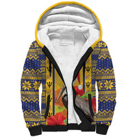 Personalized Barbados Christmas Sherpa Hoodie Bajan Xmas Brown Pelican Santa - Wonder Print Shop