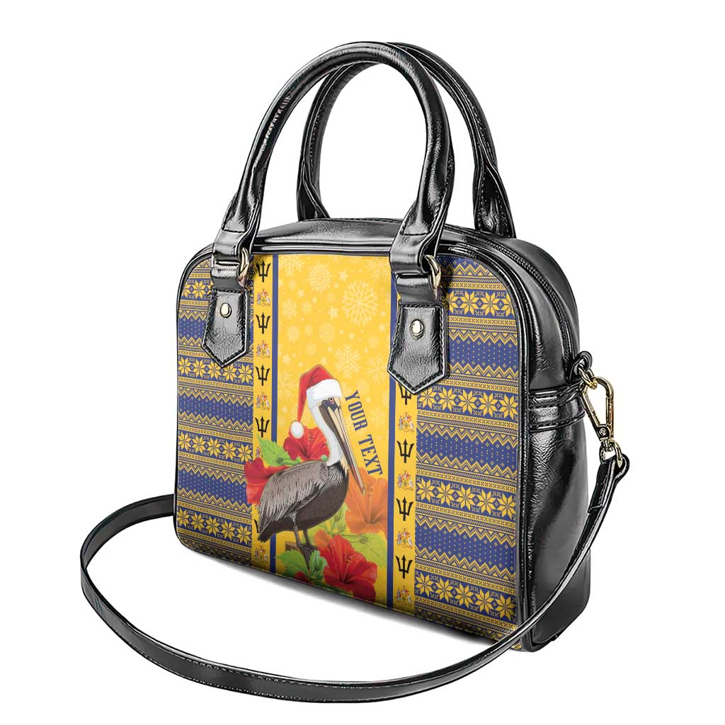 Personalized Barbados Christmas Shoulder Handbag Bajan Xmas Brown Pelican Santa - Wonder Print Shop