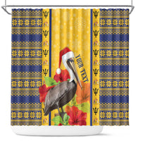 Personalized Barbados Christmas Shower Curtain Bajan Xmas Brown Pelican Santa - Wonder Print Shop