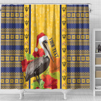 Personalized Barbados Christmas Shower Curtain Bajan Xmas Brown Pelican Santa - Wonder Print Shop
