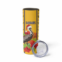 Personalized Barbados Christmas Skinny Tumbler Bajan Xmas Brown Pelican Santa - Wonder Print Shop