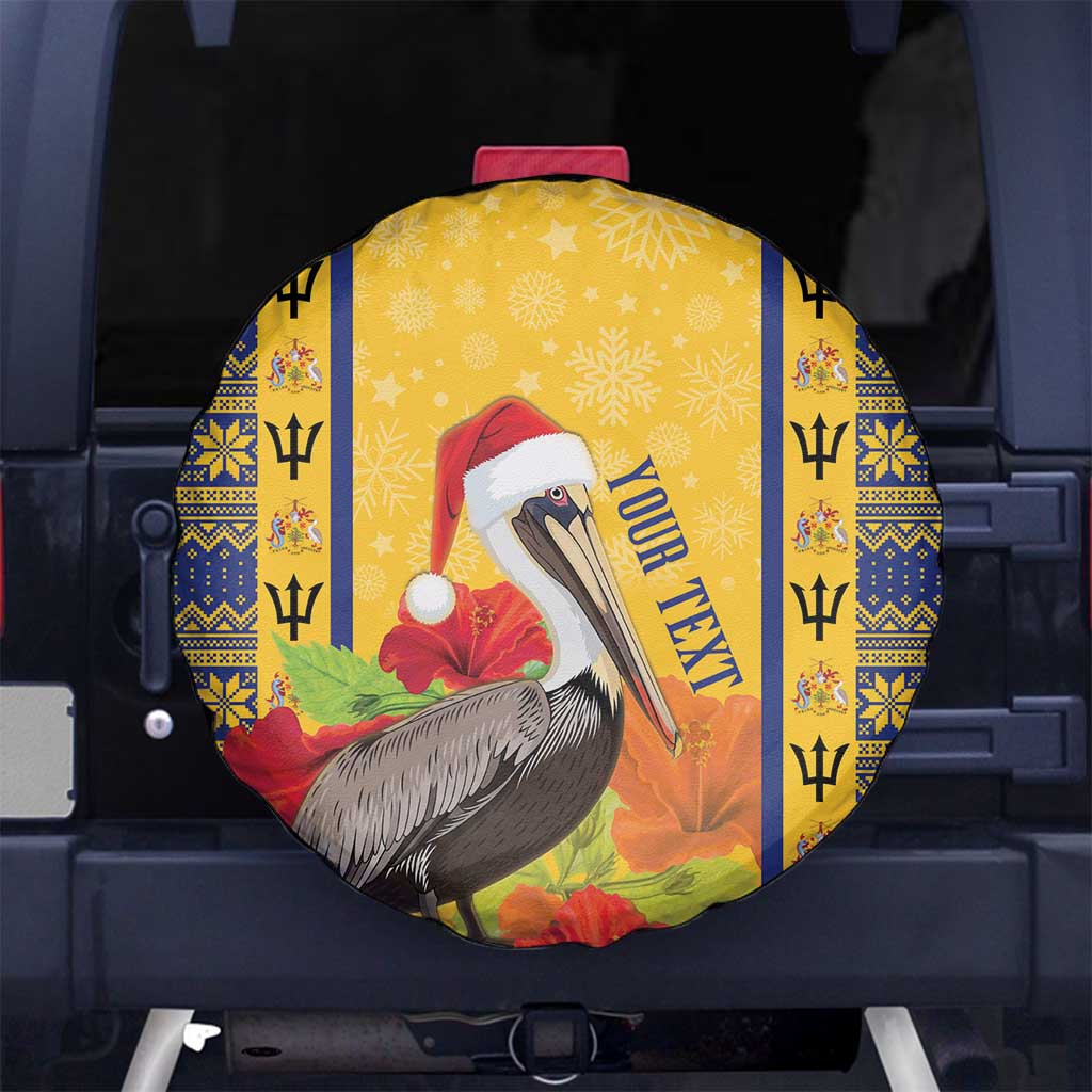 Personalized Barbados Christmas Spare Tire Cover Bajan Xmas Brown Pelican Santa - Wonder Print Shop