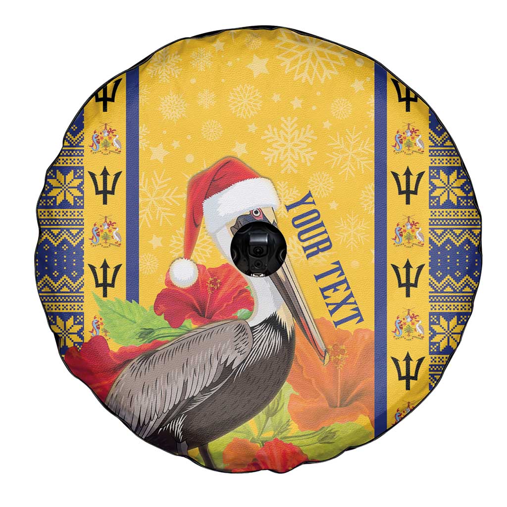 Personalized Barbados Christmas Spare Tire Cover Bajan Xmas Brown Pelican Santa - Wonder Print Shop