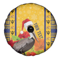 Personalized Barbados Christmas Spare Tire Cover Bajan Xmas Brown Pelican Santa - Wonder Print Shop