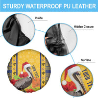 Personalized Barbados Christmas Spare Tire Cover Bajan Xmas Brown Pelican Santa - Wonder Print Shop