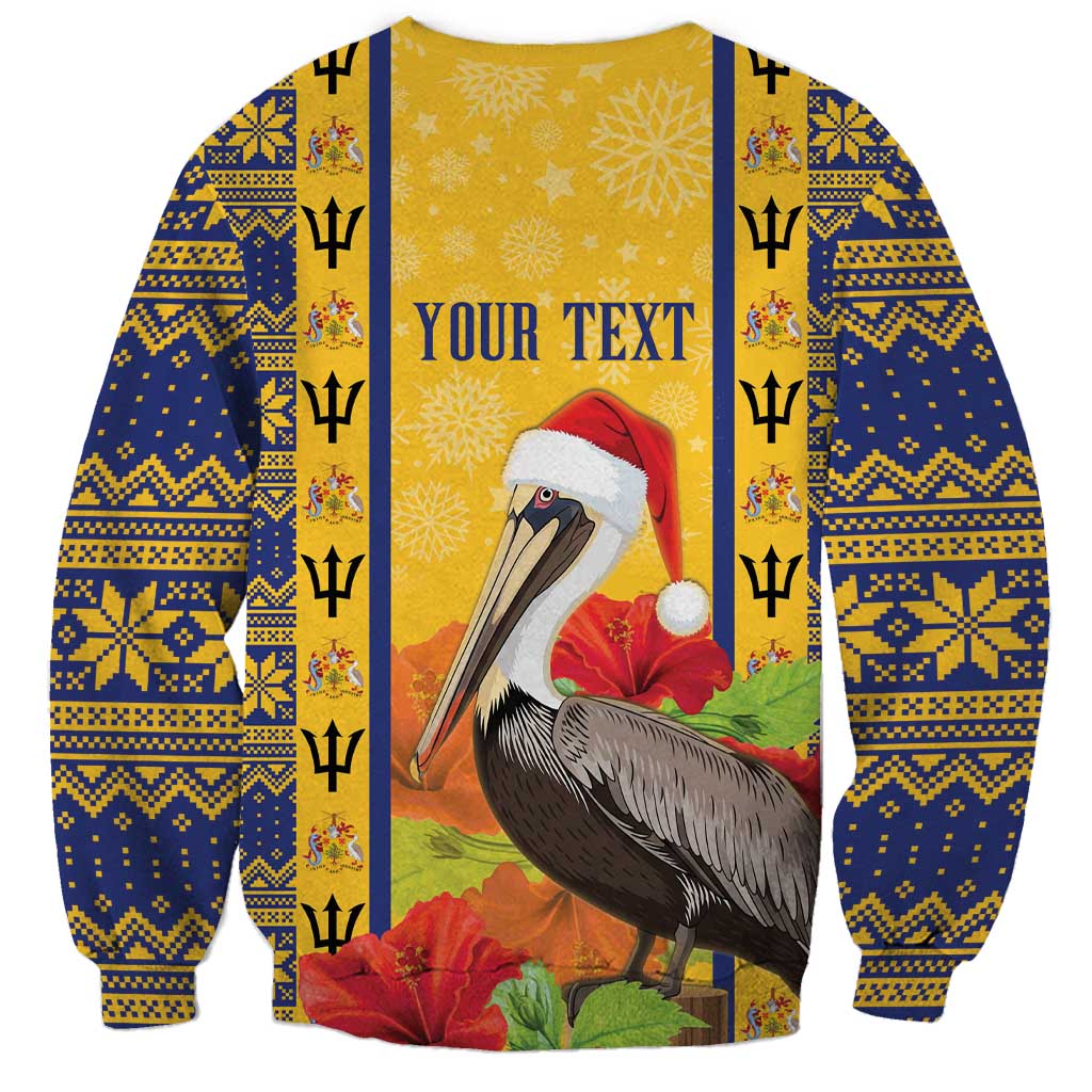 Personalized Barbados Christmas Sweatshirt Bajan Xmas Brown Pelican Santa - Wonder Print Shop