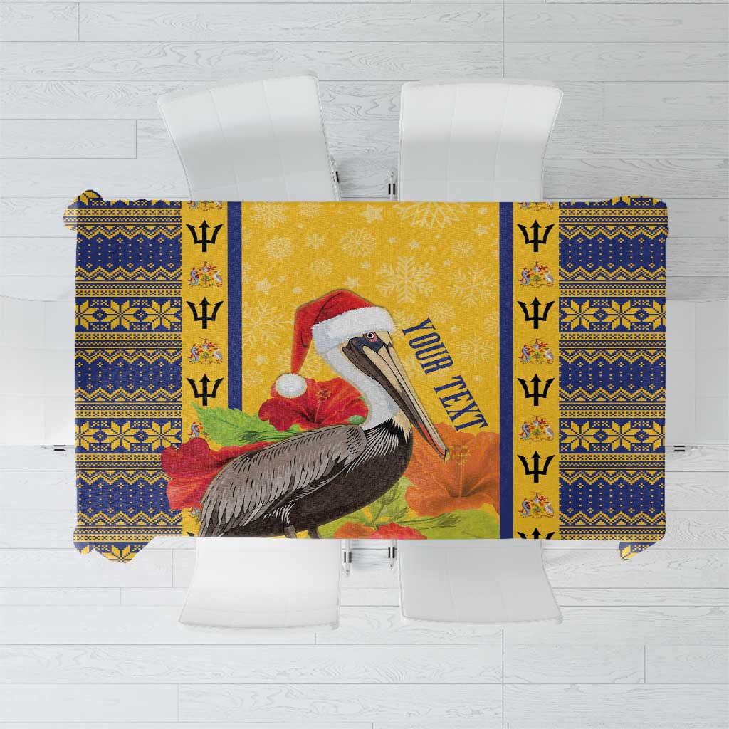 Personalized Barbados Christmas Tablecloth Bajan Xmas Brown Pelican Santa - Wonder Print Shop