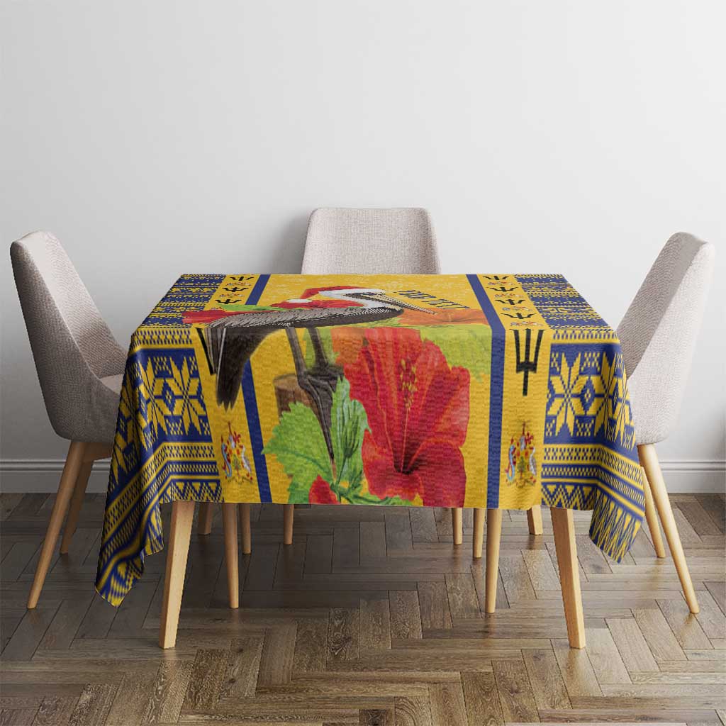 Personalized Barbados Christmas Tablecloth Bajan Xmas Brown Pelican Santa - Wonder Print Shop