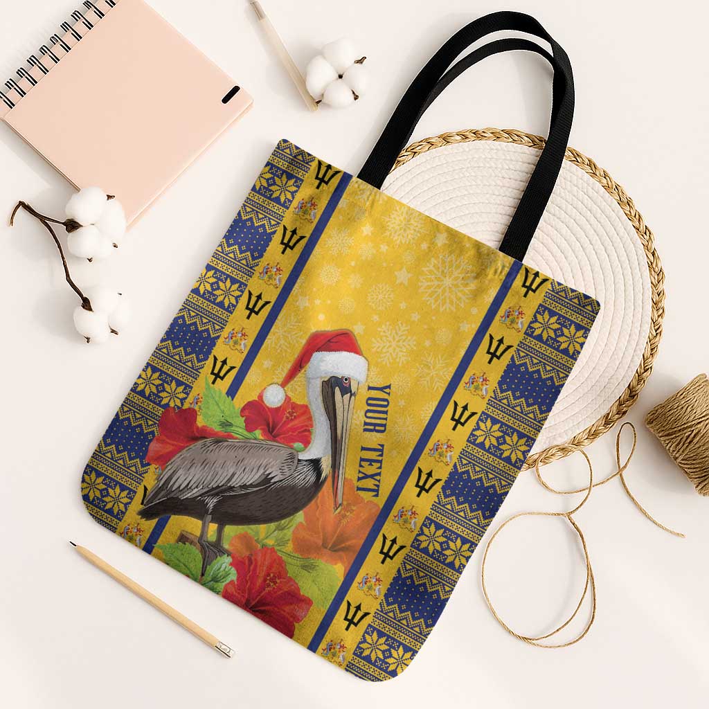 Personalized Barbados Christmas Tote Bag Bajan Xmas Brown Pelican Santa - Wonder Print Shop