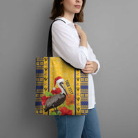 Personalized Barbados Christmas Tote Bag Bajan Xmas Brown Pelican Santa - Wonder Print Shop