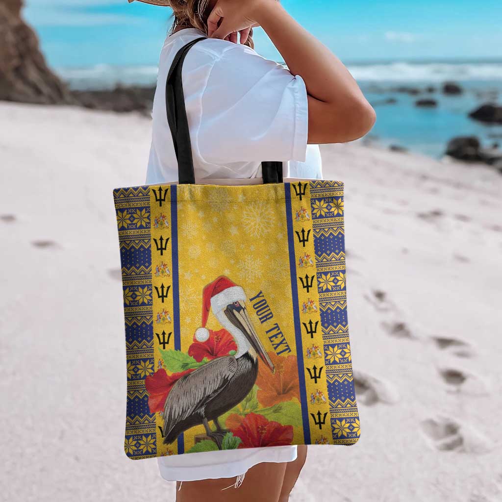 Personalized Barbados Christmas Tote Bag Bajan Xmas Brown Pelican Santa - Wonder Print Shop